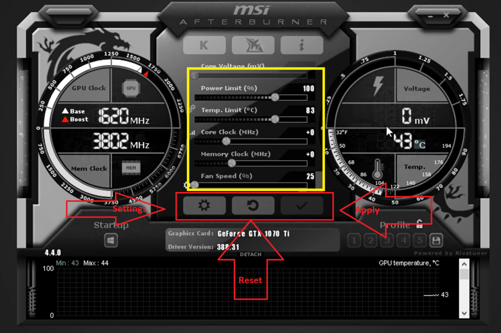 msi afterburne voltage clock not showing
